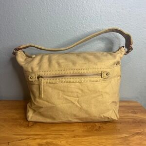GAP Khaki Beige Wool Blend Shoulder Bag Y2K Hobo Style Red Interior Casual
